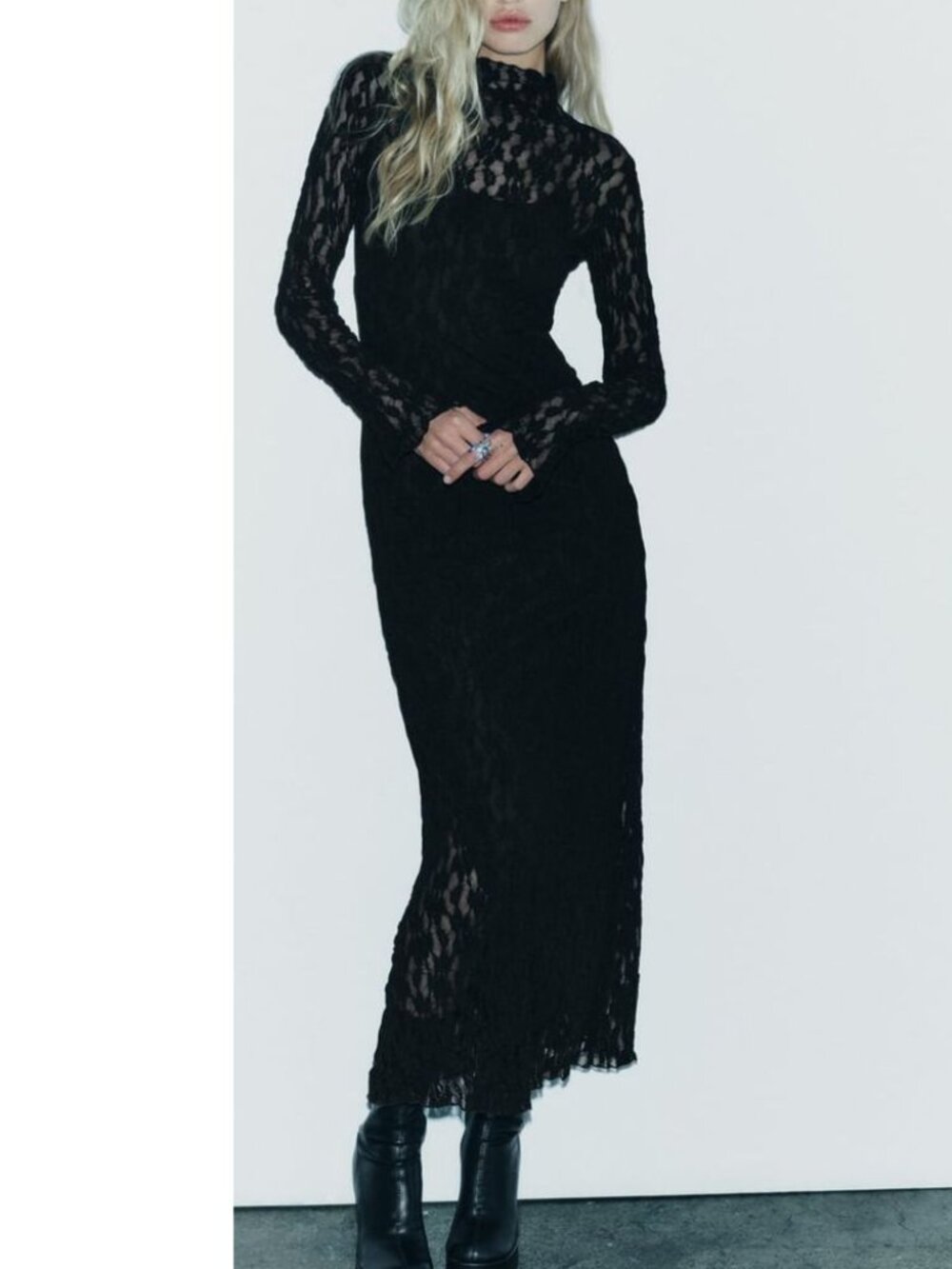 Zara Black Long Lace Dress Long sleeve